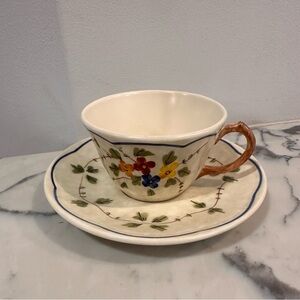 Floral Ceramic Teacup and Saucer Set
